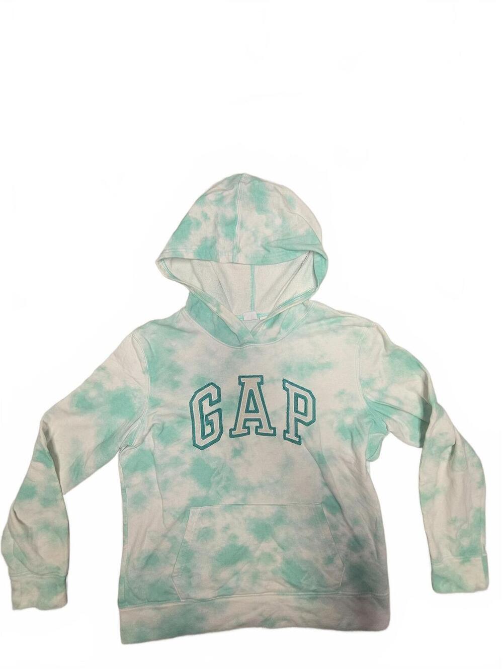 Gap Blue White Tie Dye Fleece Pullover Hoodie Sweatshirt Womens Size S